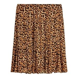 J Crew Pleated Knee Length Fit Flare Skirt Leopard Print Womens Size 00